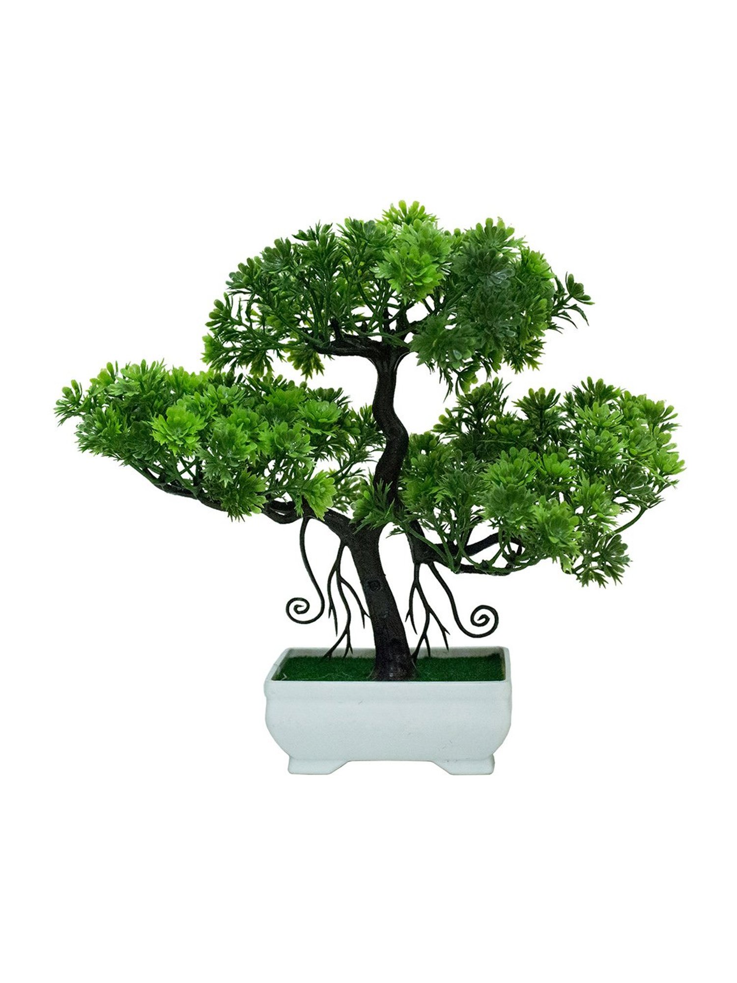 Amflix Green Artificial Bonsai Plant With Pot