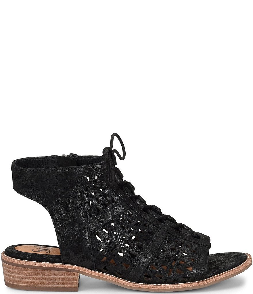 Sofft Nora Geometric Perforated Suede Ghillie Sandals