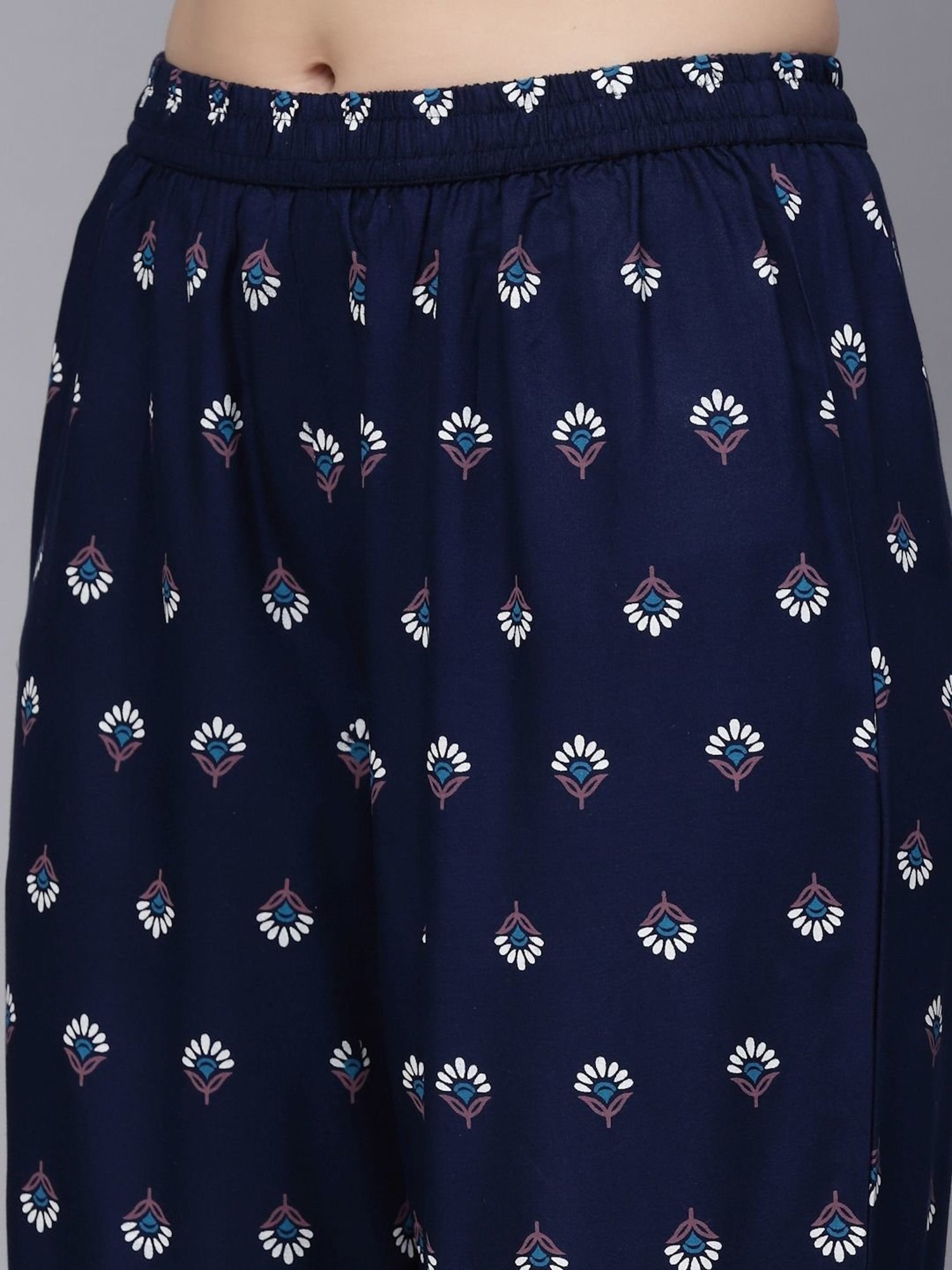 Stylum Navy Printed Kurti Sharara Set With Dupatta