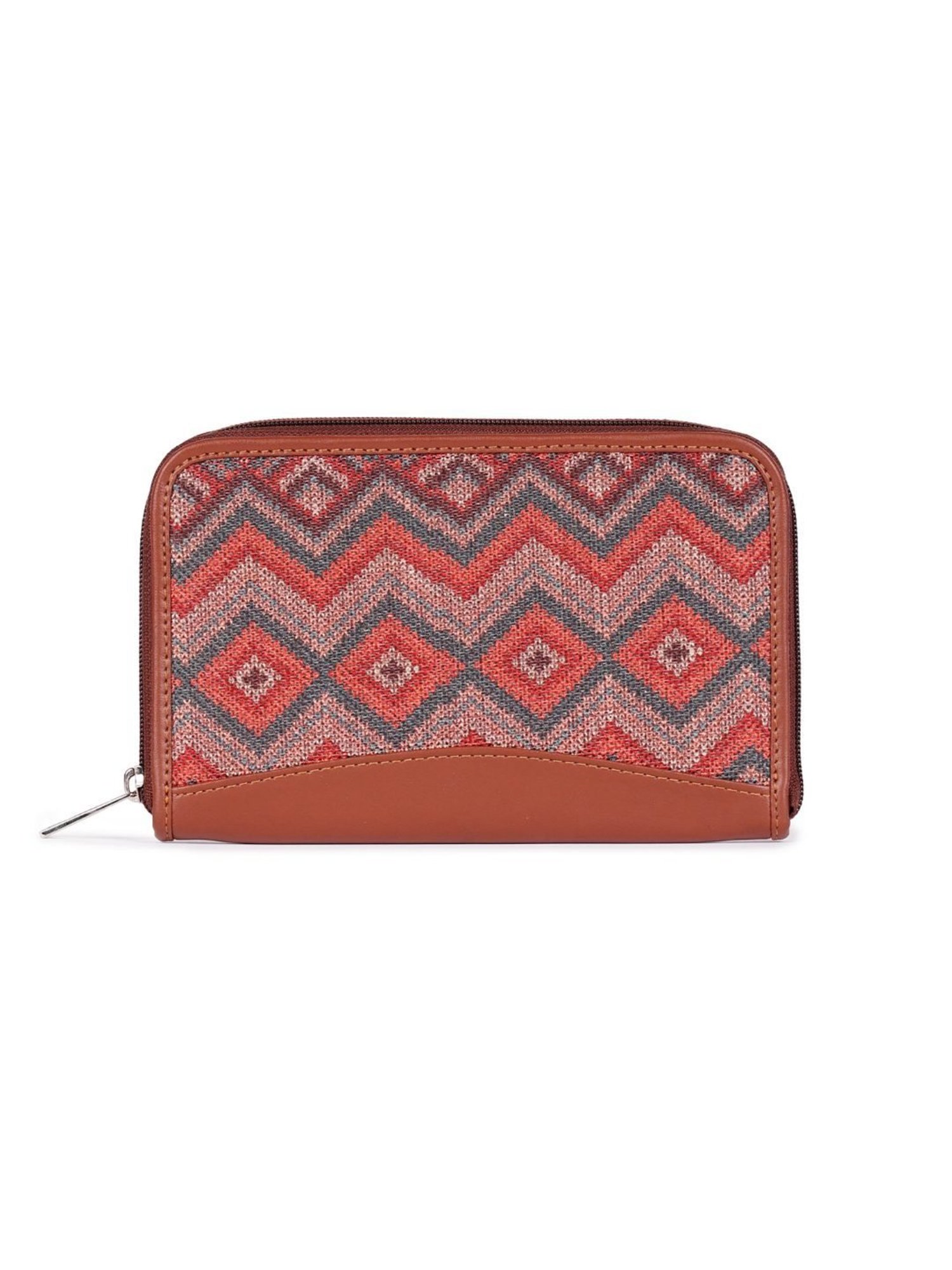 ZOUK Red Printed Zip around Wallet for Women
