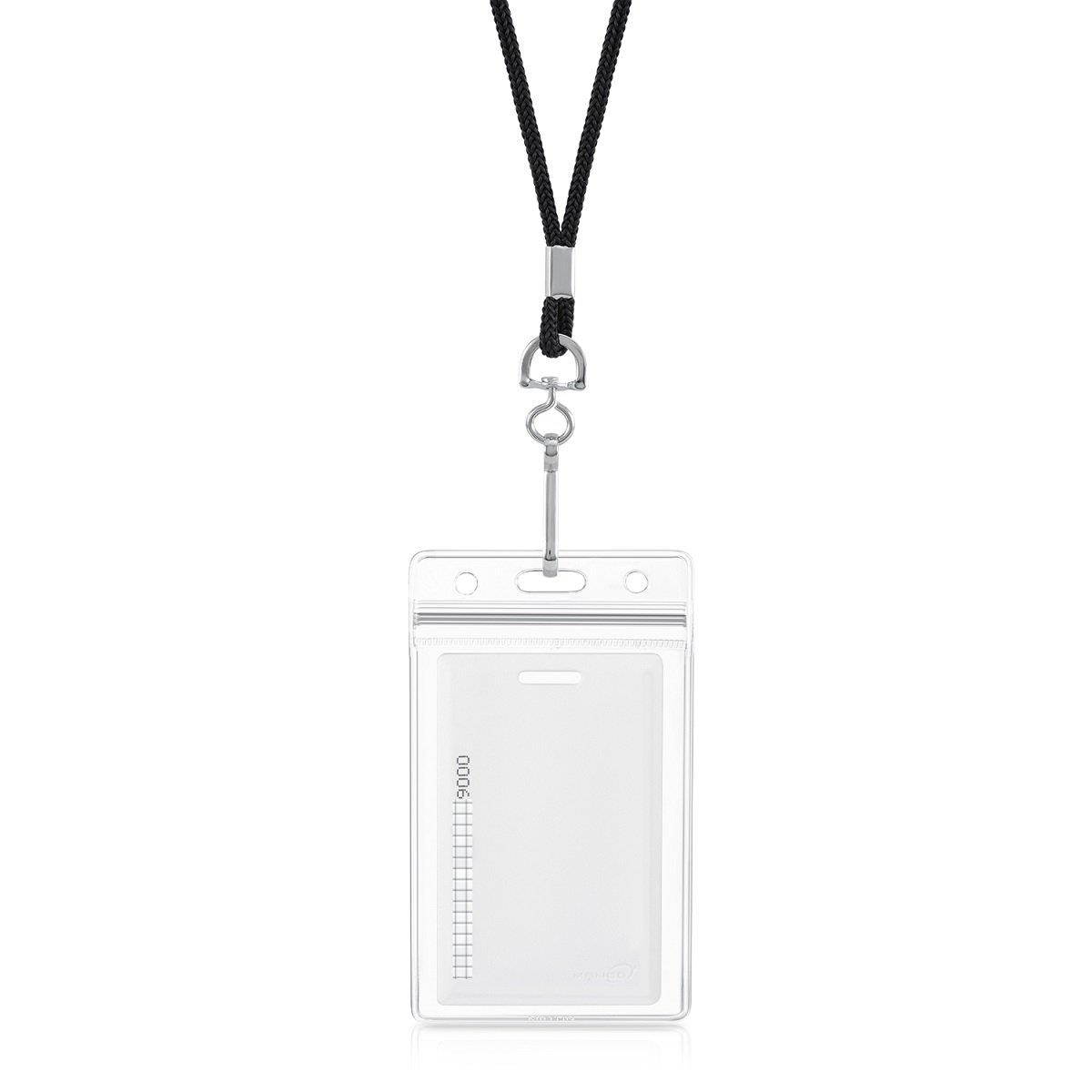 MIFFLIN Vertical ID Name Badge Holder with Woven Lanyard (Satin Black Non-Breakaway, 250 Pack)