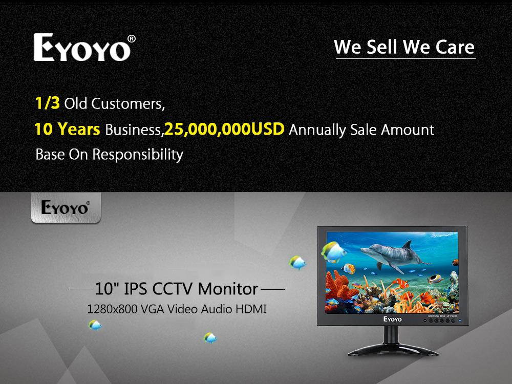 Eyoyo 10" IPS LED Screen HD 1280*800 VGA AV HDMI LCD Monitor for Home CCTV Camera DVD PC FPV