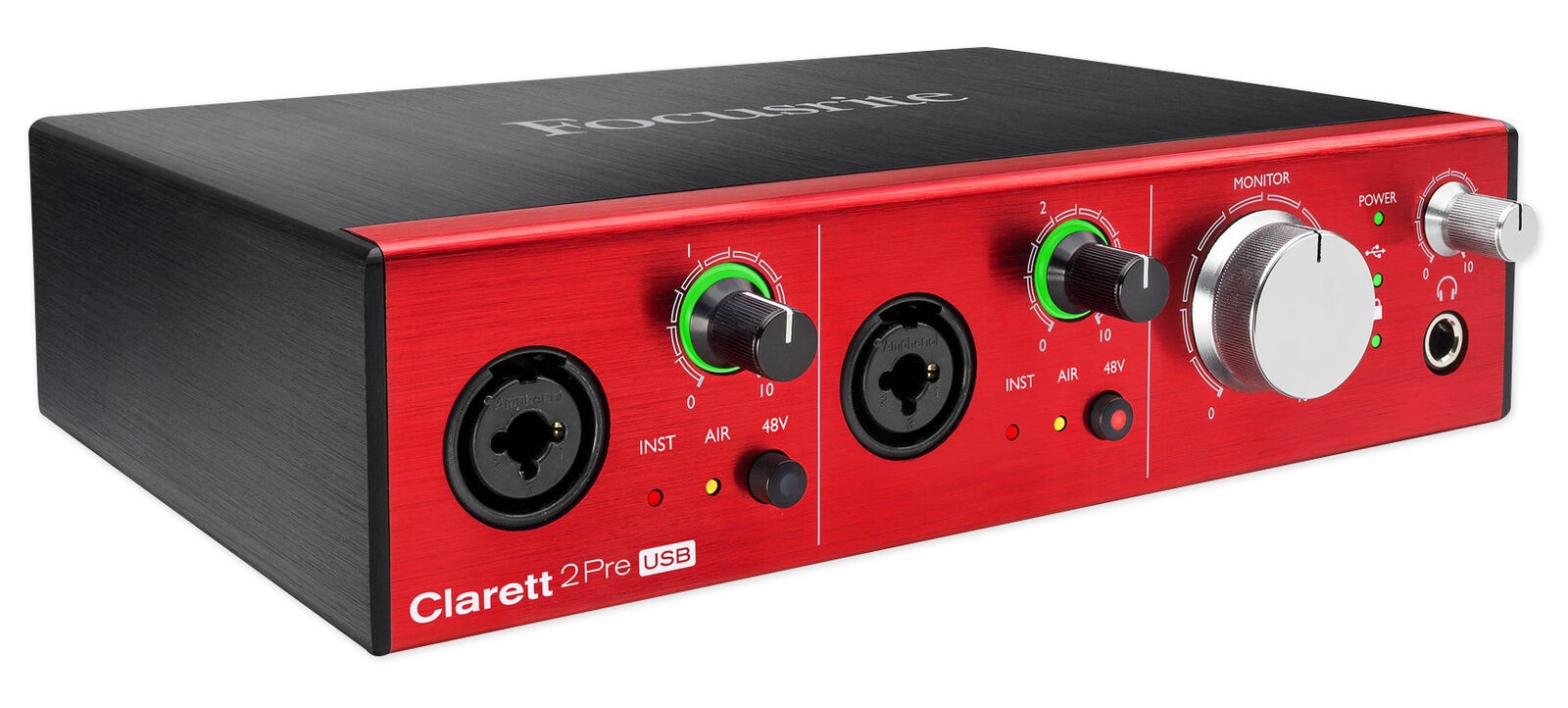 Focusrite Clarett 2Pre USB Audio Recording Interface-2 Mic Preamps+Vocal Shield