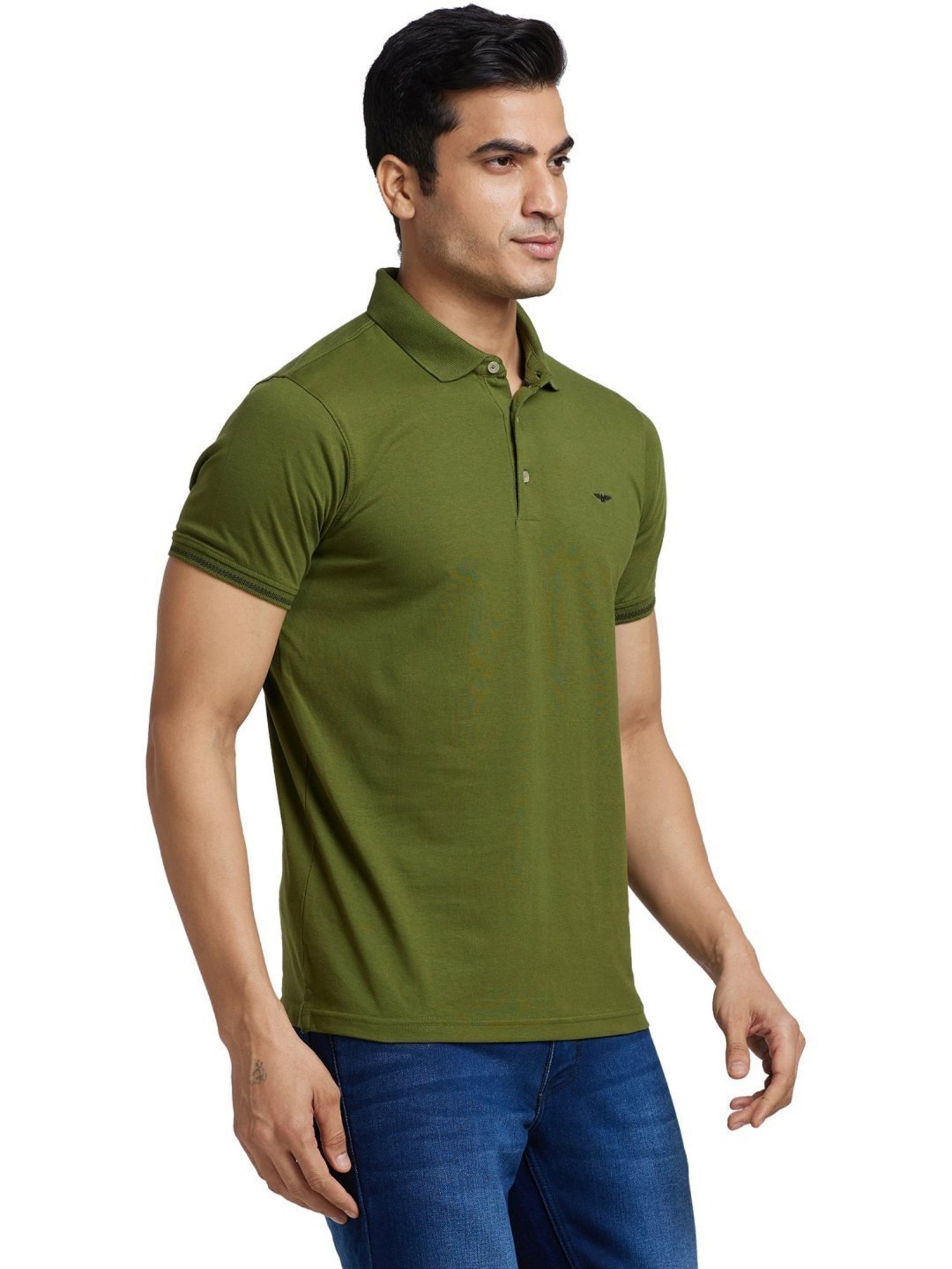 Park Avenue Dark Green Slim Fit Polo T-Shirt