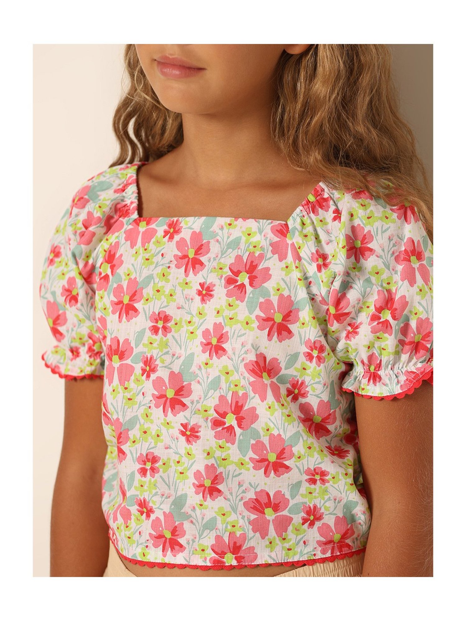 LilPicks Kids Yellow Solid Crop Top