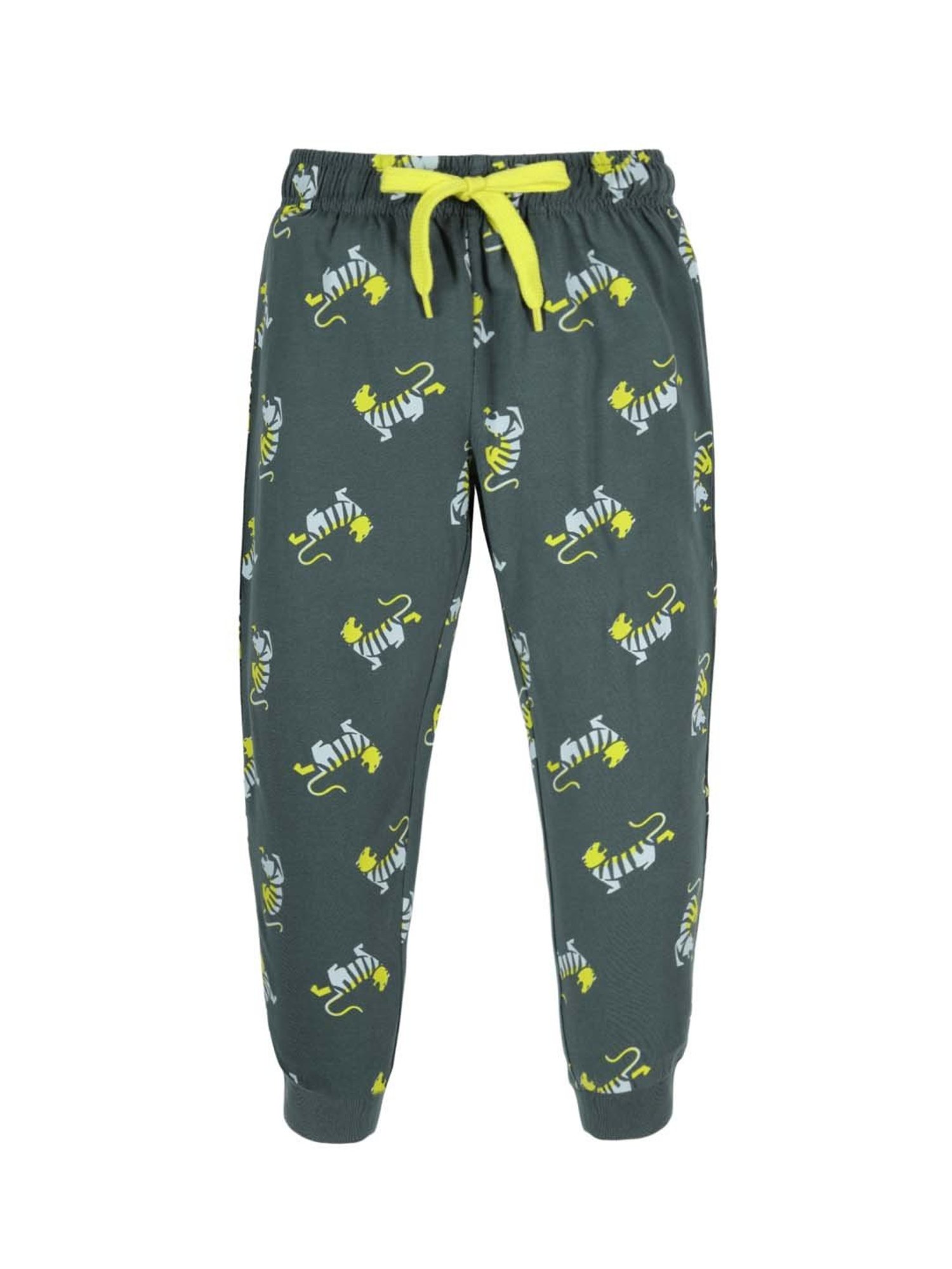 Plum Tree Kids Green & Yellow Cotton Printed Joggers (Pack of 2)
