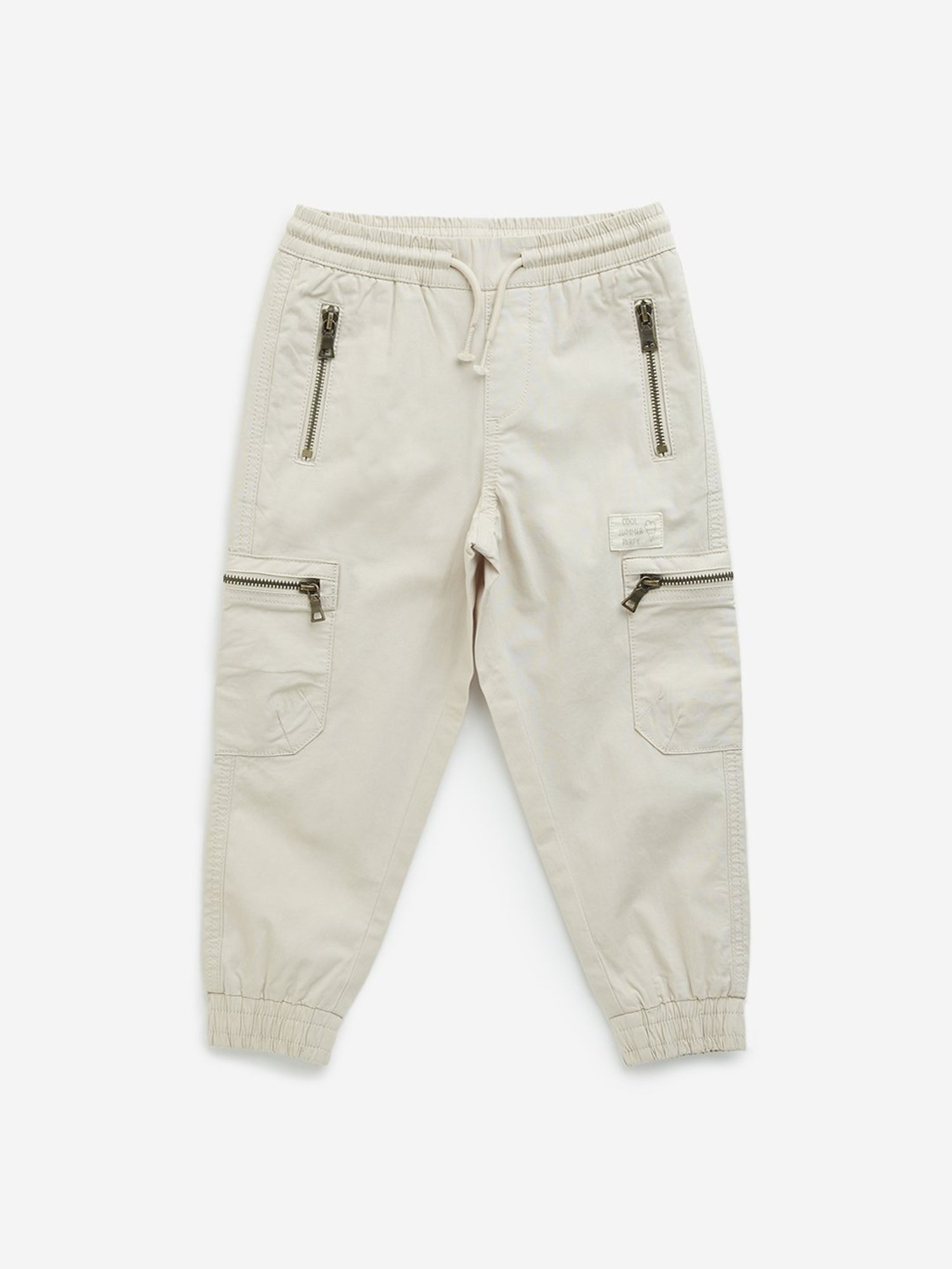 Y&F Kids by Westside Off-White Mid-Rise Cotton Blend Track Pants