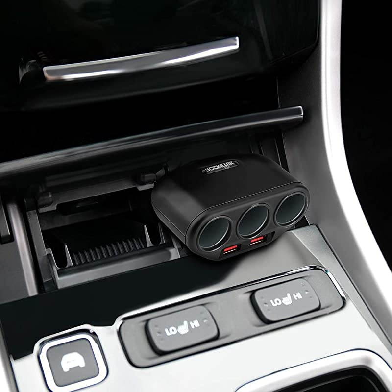 3Socket 2Port USB Quick Charge 30 Car Charger Splitter Adapter120W 12V24V DC Outlet Multi Socket Car Cigarette Lighter Splitter QC30 Dual Car Charger Power Outlet Splitter Extender