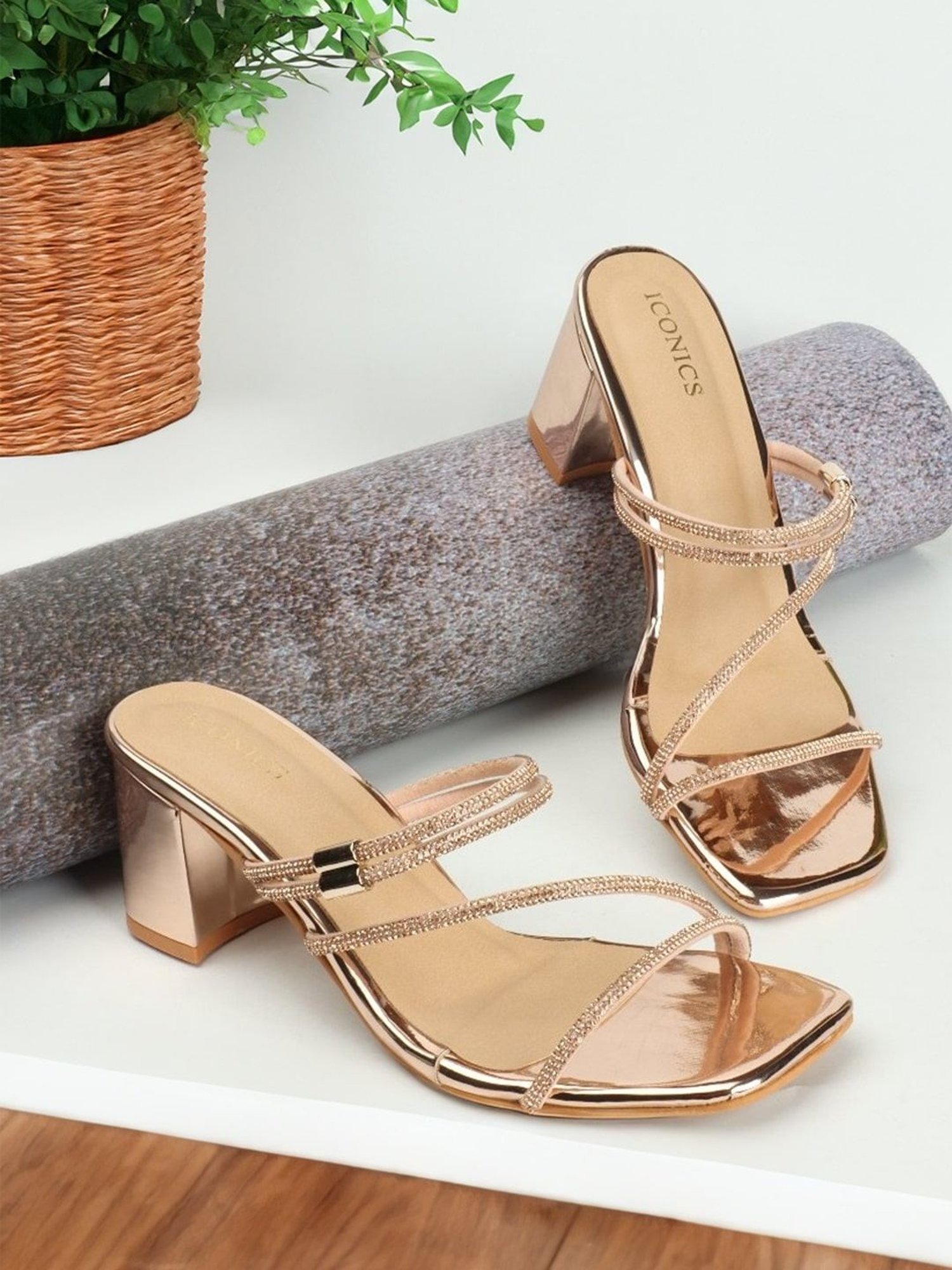 Iconics Women's Rose Gold Casual Sandals