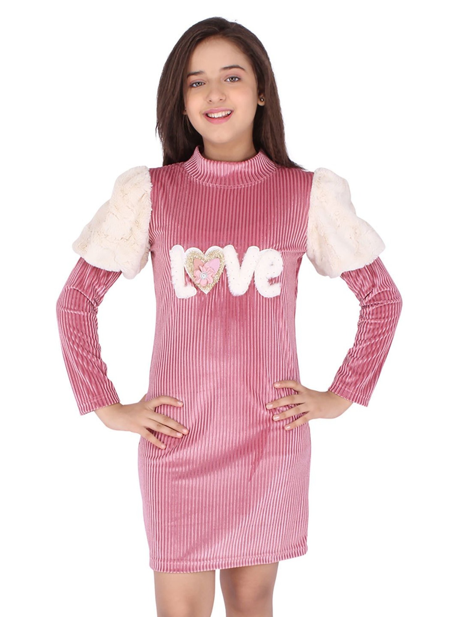 Cutecumber Kids Pink Solid Dress