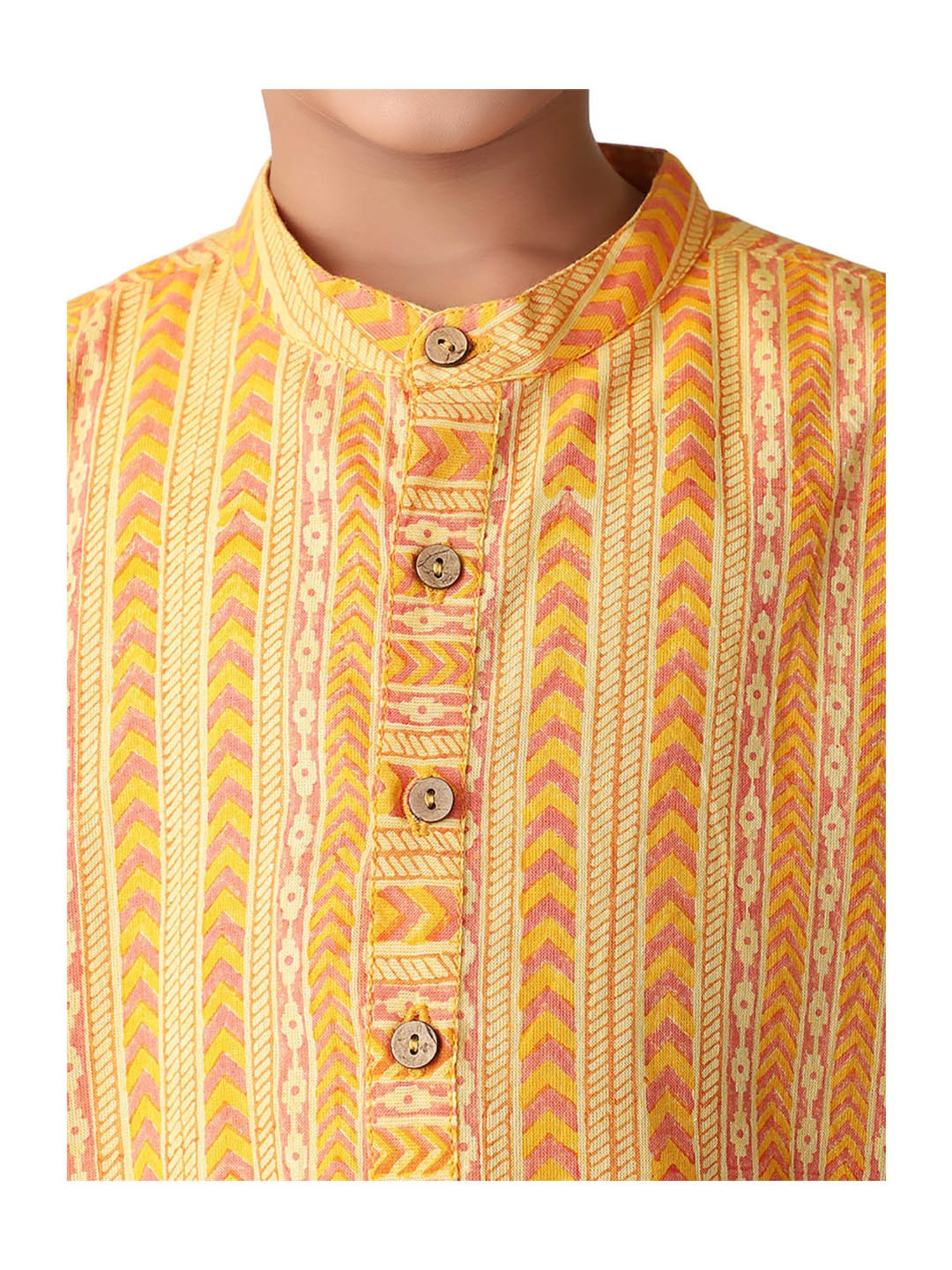 TABARD Kids Red Printed Full Sleeves Kurta