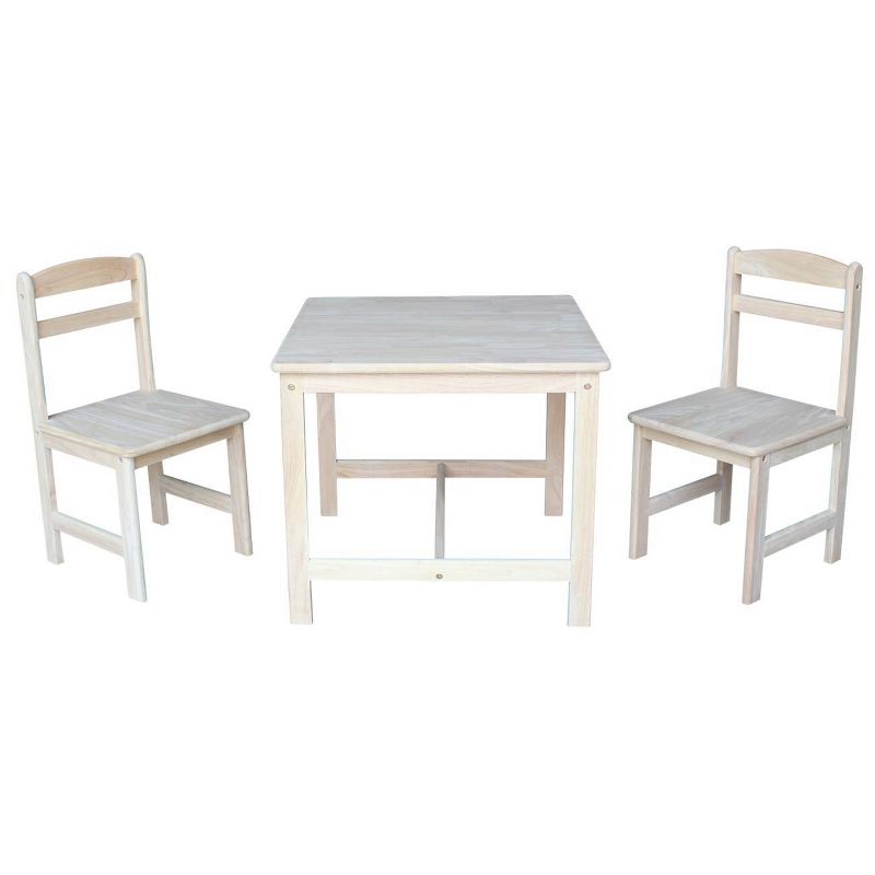 Set of 3 Kids' Table and Chairs Unfinished - International Concepts