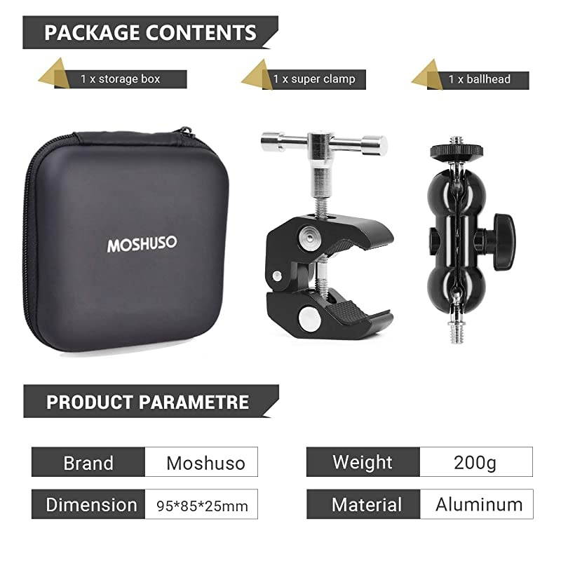 Camera Mount Clamp Stand with Double Ballhead and Crab Clamp, for LCD Filed Monitor, DJI Ronin M Ronin MX