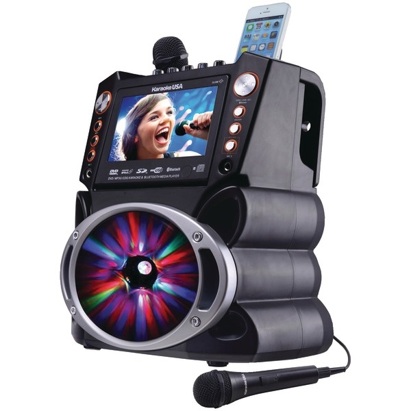 KARAOKE USA(TM) GF846 Bluetooth Karaoke Machine with Synchronized LEDs