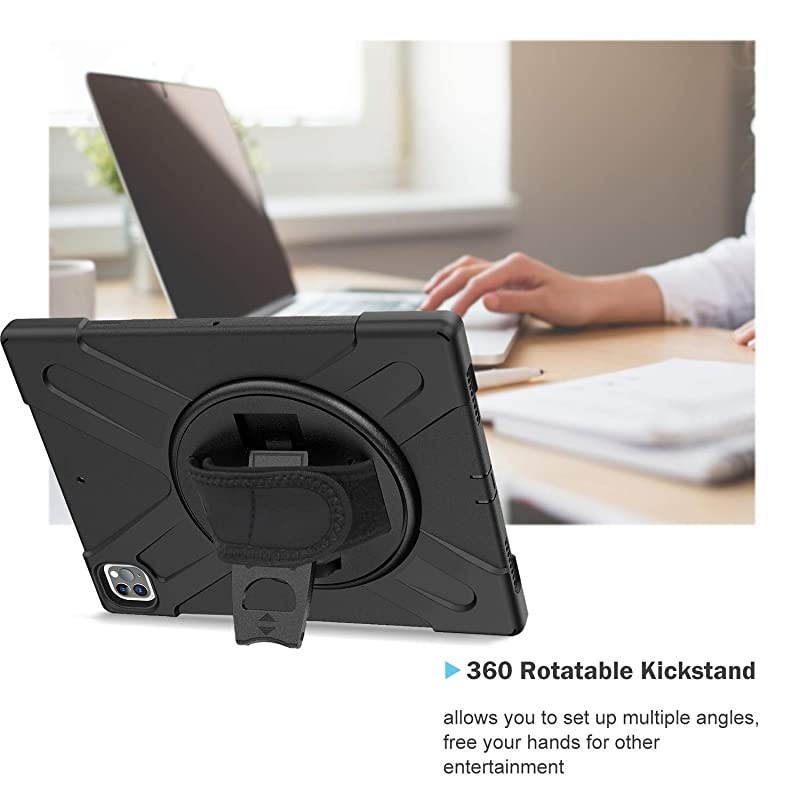 iPad Pro 129 Case 2020 amp 2018 Rugged Heavy Duty Shockproof 360 Degree Rotatable Kickstand Protective Cover Case for iPad Pro 129quot 4th Gen 2020 3rd Gen 2018Black