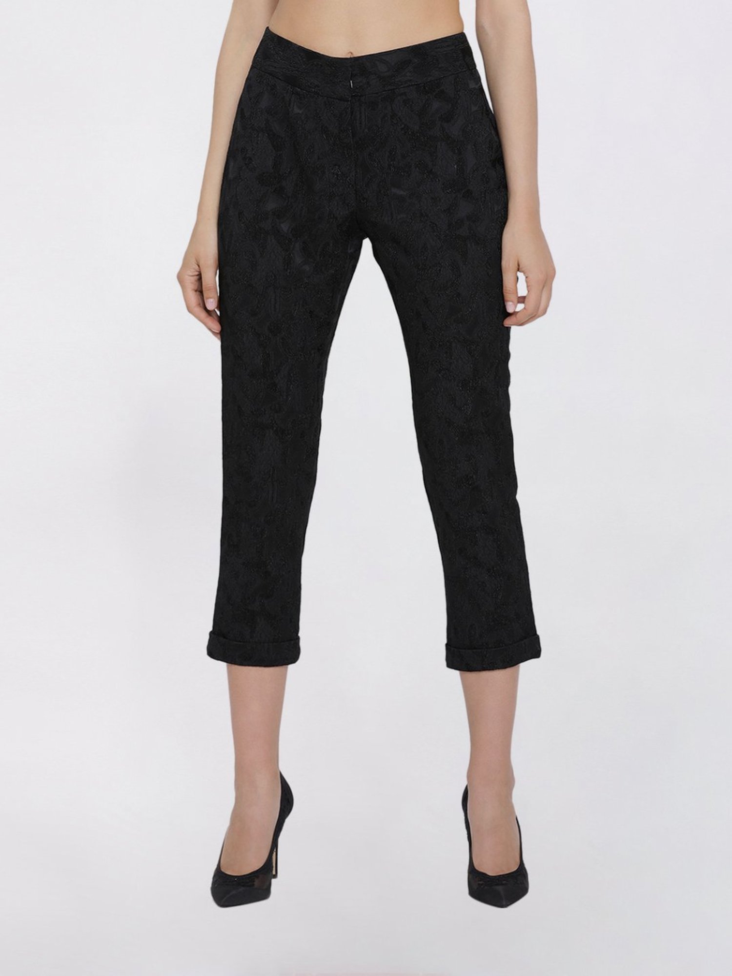 Office & You Black Straight Pant With Turnup