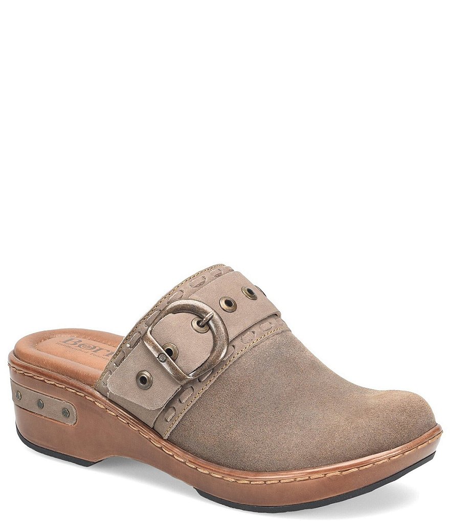 Born Banyan Suede Buckled Strap Suede Leather Clogs