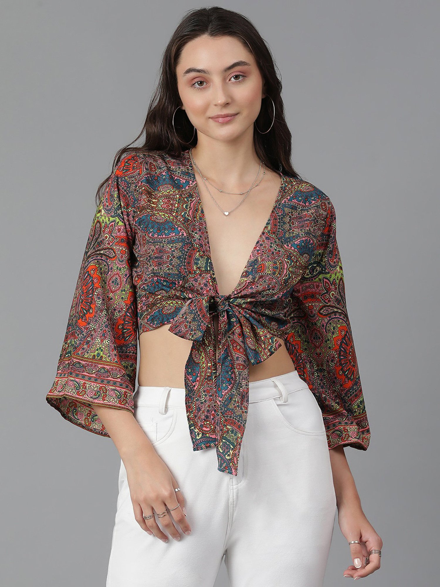 Kotty Multicolor Printed Crop Top