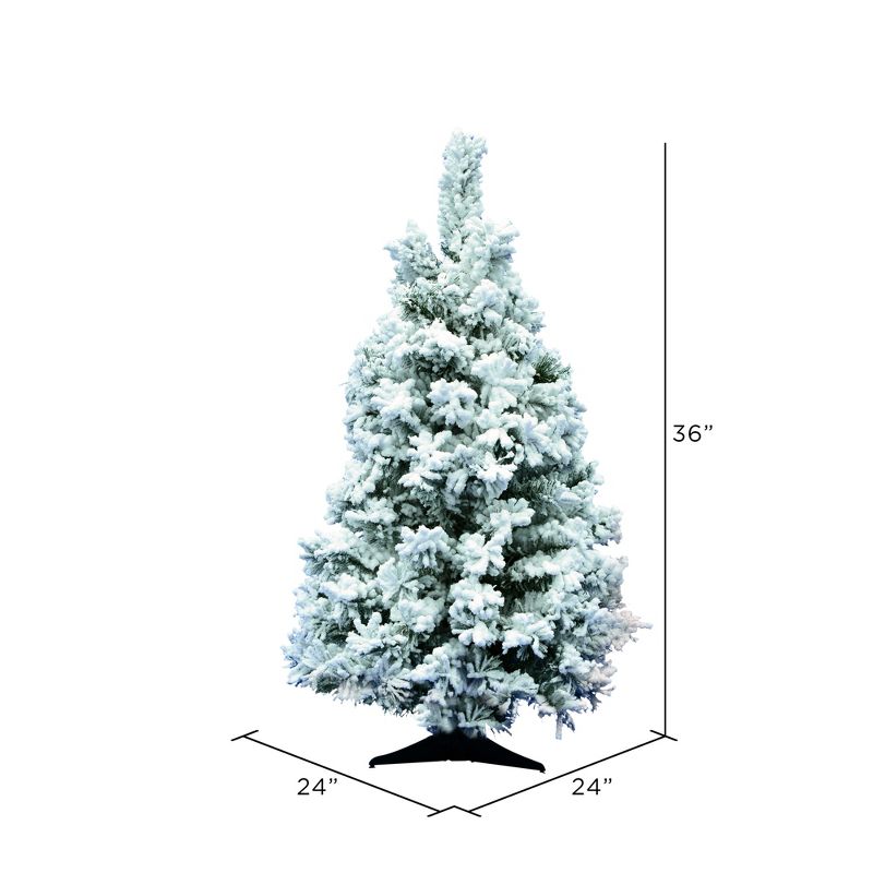 Vickerman Flocked Alaskan 3 Foot 127 PVC Tip Artificial Hinged Full Bodied Unlit Snowy Christmas Tree with Stability Stand