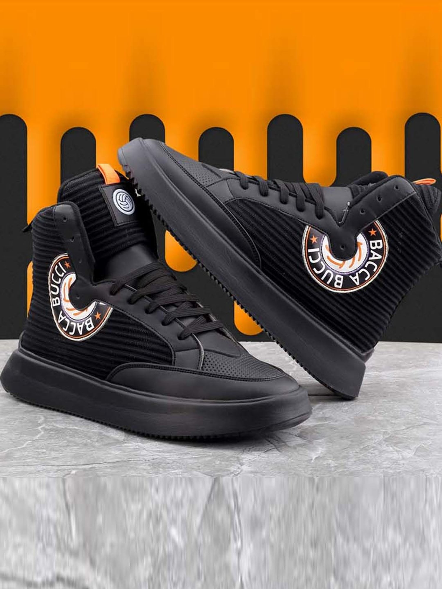 Bacca Bucci Men's STREETHULK Black Ankle High Sneakers