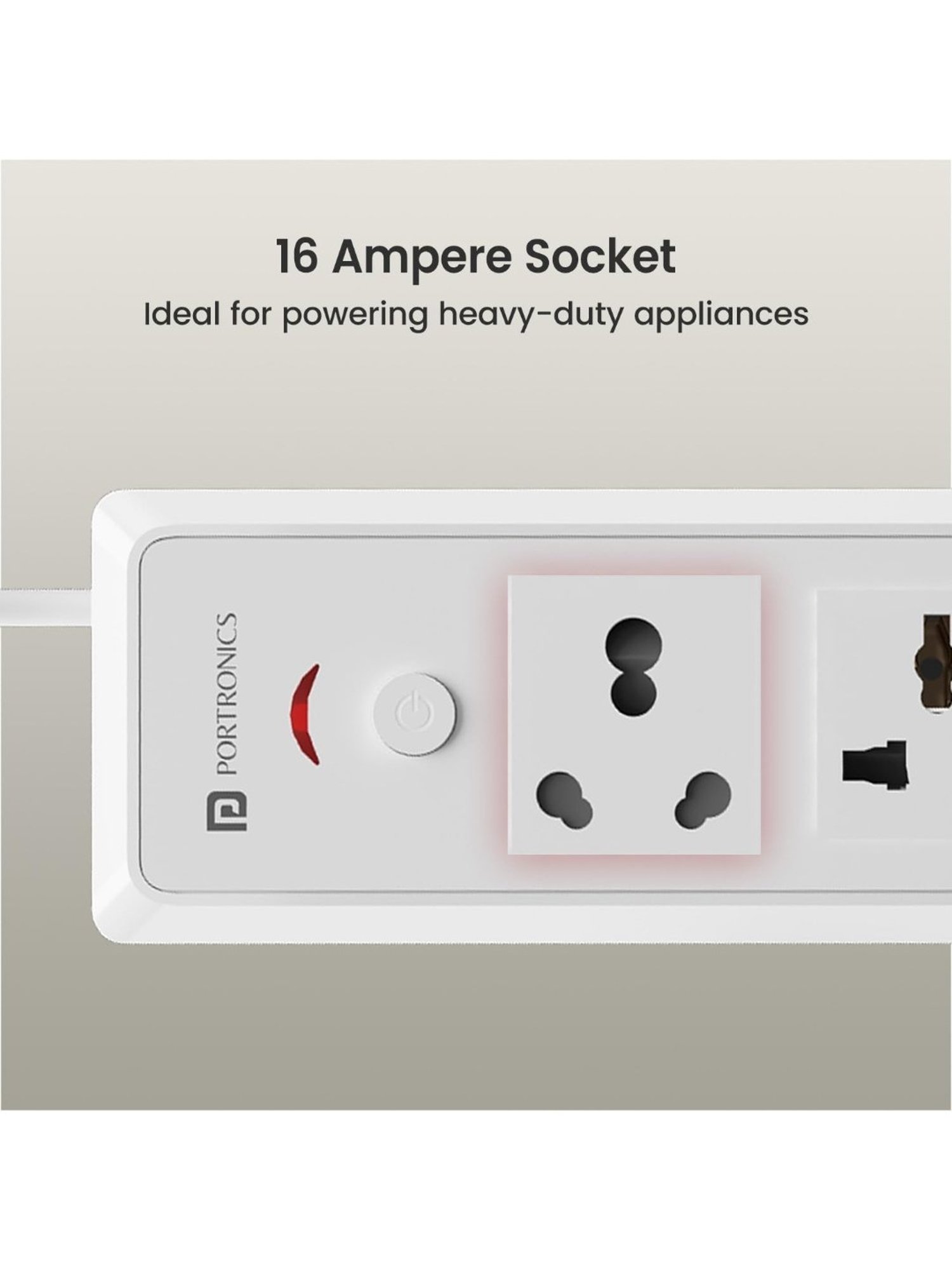 Portronics 16 Amp Power Plate 17 Extension Board (White)