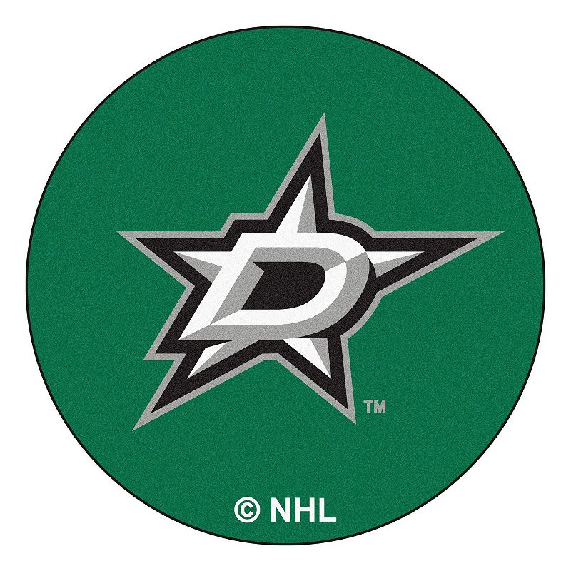 NHL Hockey Puck Shaped Round Accent Rug - Dallas Stars.