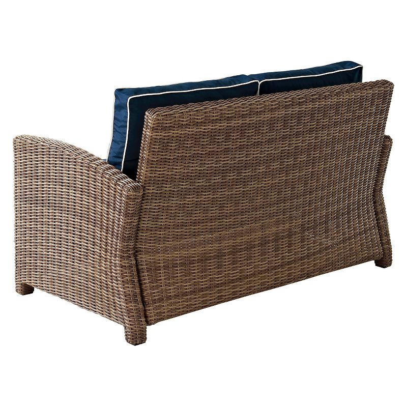 Crosley Bradenton Outdoor Wicker Loveseat with Navy Cushions