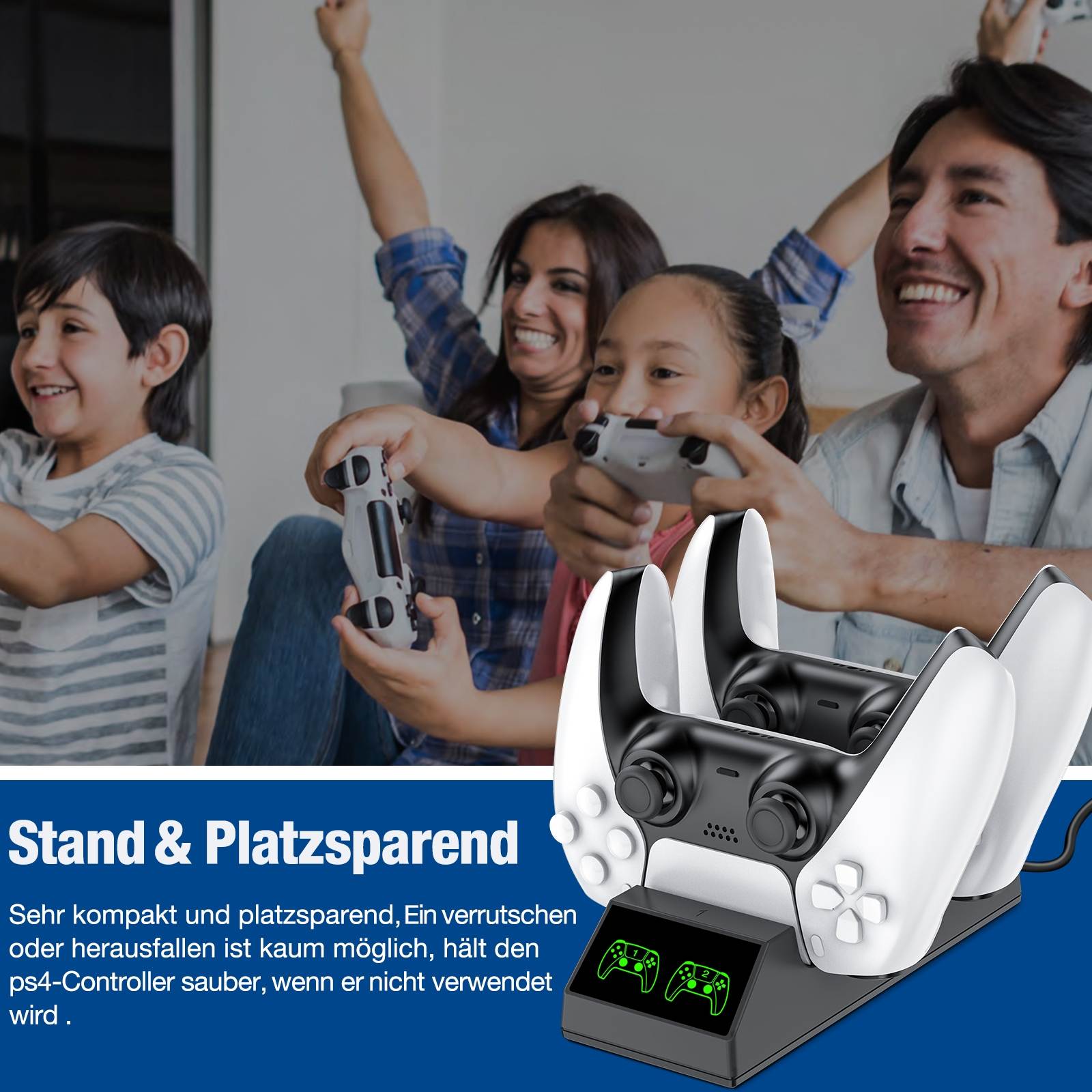 PS5 Controller Charger, Compatible with Upgraded Playstation 5 Dualsense Controller, USB Type-C Fast PS5 Controller Dual Charging Dock Station with 2 Type-C Connectors & LED Indicators