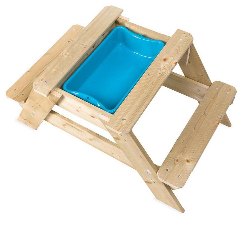 HearthSong Wooden Picnic Table for Kids with Removable Plastic Sandpit, Holds up to 30 lbs. of Sand (not included)
