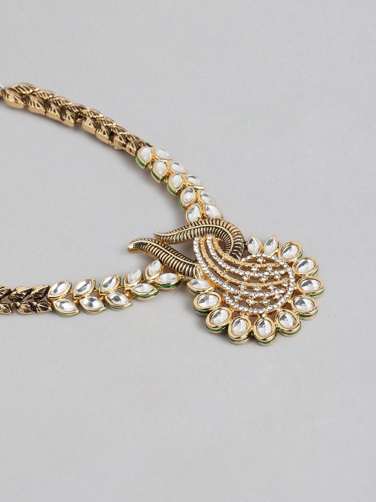 Estele Gold-Tone Traditional Antique Kundan Necklace Set for Women