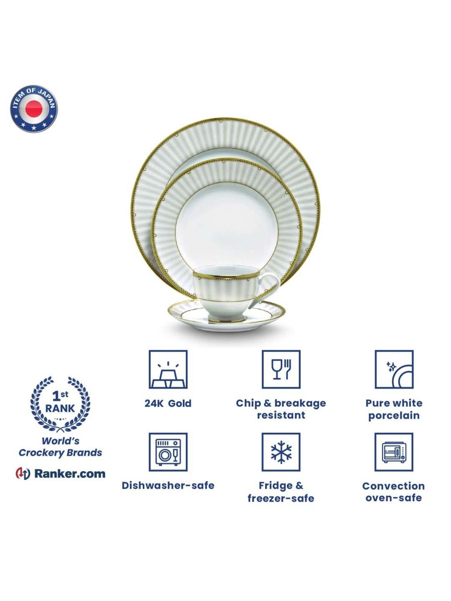 NORITAKE Monarch White & Grey Porcelain Dinner Set