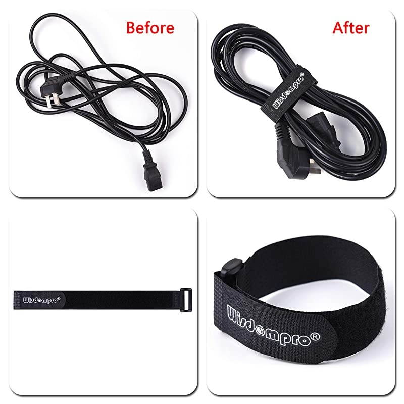 20 Pack 8 12 18 24 Inches Hook and Loop Reusable Fastening Cable Tie Down Straps by  Reusable Durable Functional Ties to Keep Your Home Office Workspace from Tangled Messes of Cords