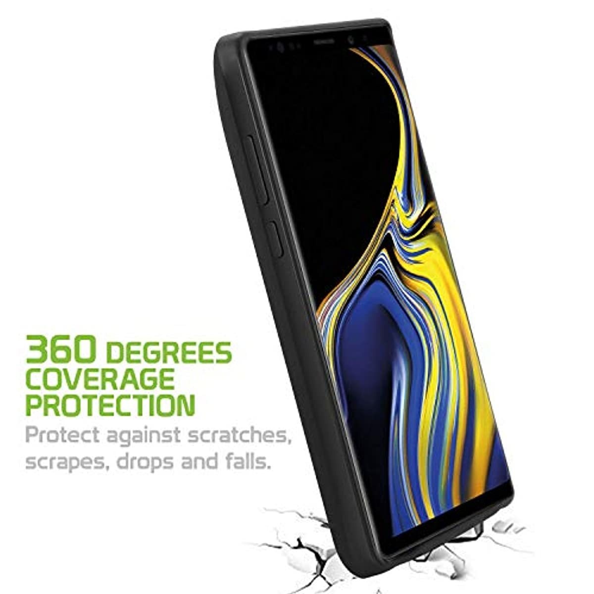 Cellet Battery Case, 5000 mAh Capacity, Rechargeable Battery Case with Kick Stand Compatible for Samsung Galaxy Note 9 - Black