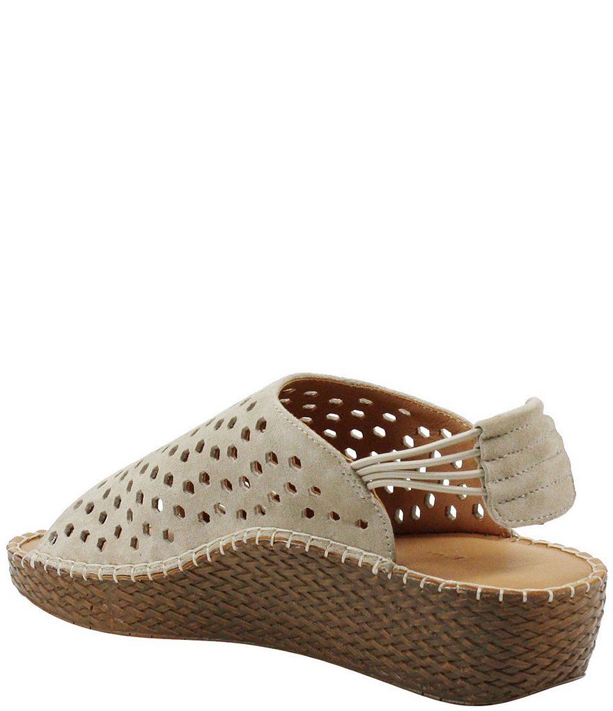 L'Amour Des Pieds Yizzy Perforated Suede Slingback Wedges