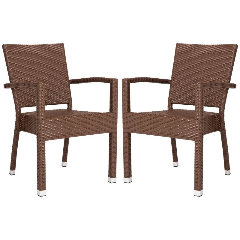Kelda Stacking Arm Chair - Brown - Safavieh