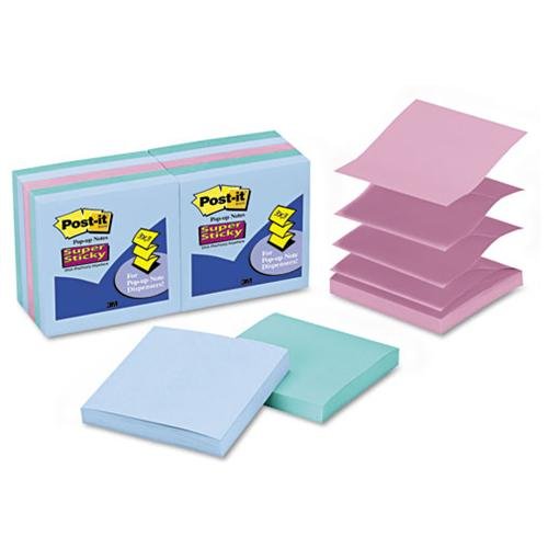 Post-it Pop-up Notes Super Sticky R330-10SST Super Sticky Pop-Up Notes, 3 x 3, Tropic Breeze, 10 90-Sheet Pads/Pack