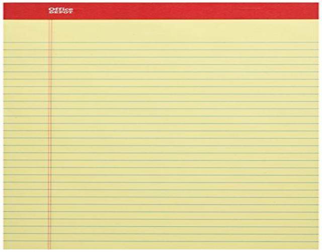 Office Depot(R) Brand Perforated Writing Pads, 8 1/2In. X 11 3/4In., Legal Ruled, 50 Sheets, Canary, Pack Of 12 Pads