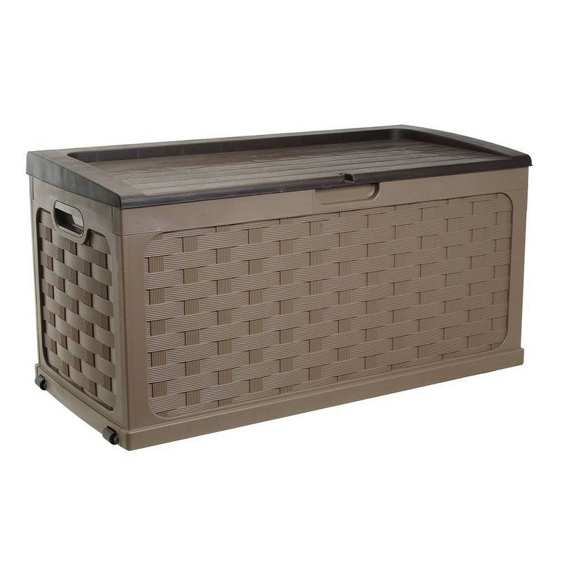 Rattan Deck Box 88 Gallon - Mocha Brown - Starplast