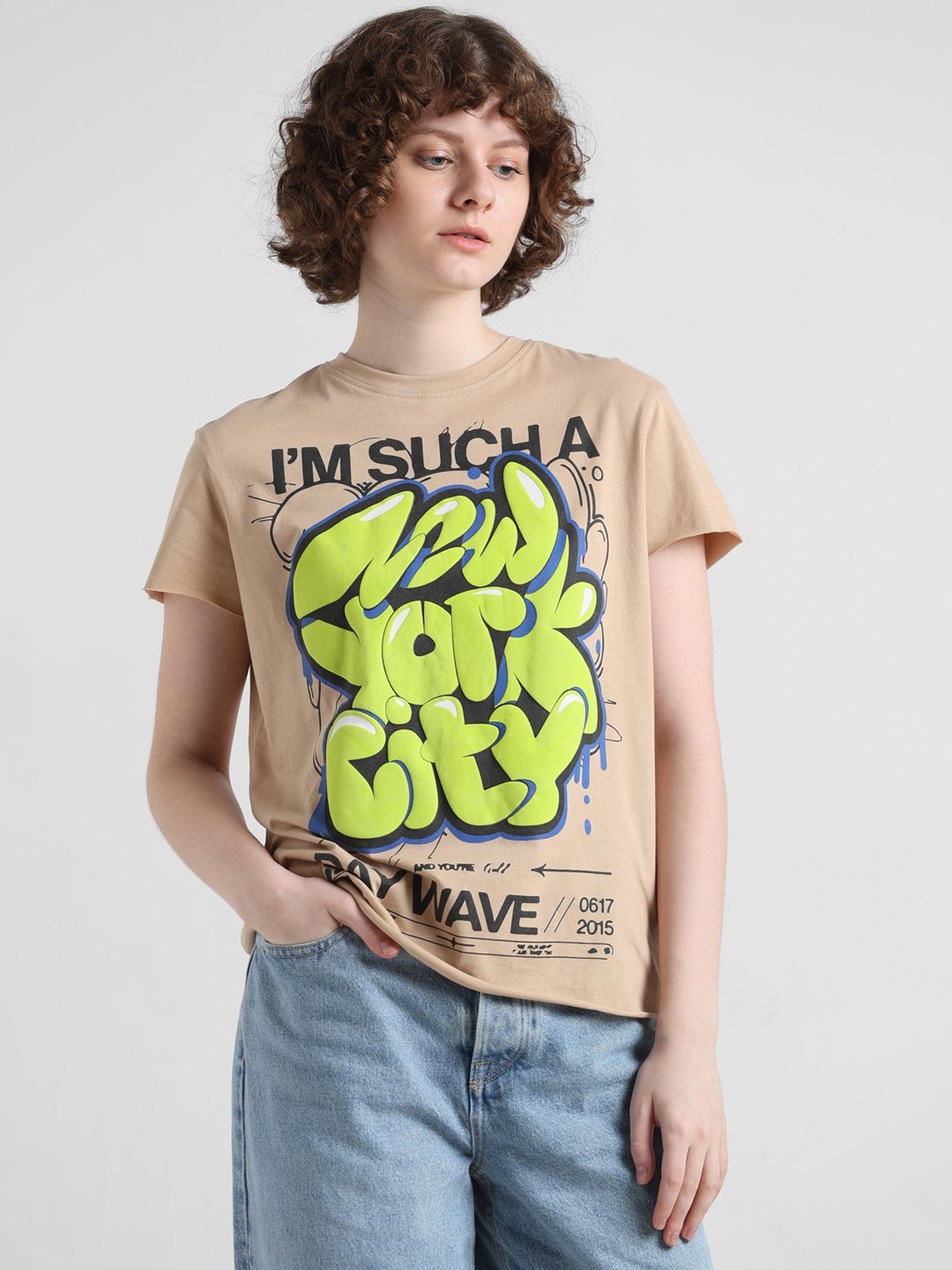 Only Brown Graphic Print T-Shirt