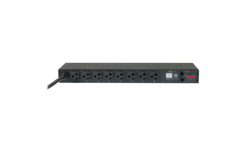 Schneider Electric Rack PDU, Metered, 1U, 20A, 120V, (8) 5-20 - Metered - NEMA L5-20P - 8 x NEMA 5-20R - 120 V AC - 1920 W - 1U - Rack Mount