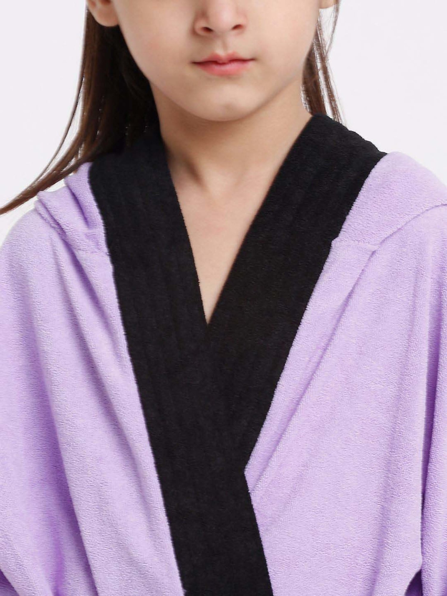 Creeva Melodious Black & Turkish Micro Terry 225 GSM Kids Hooded Bathrobe 4-5 Years With Pocket