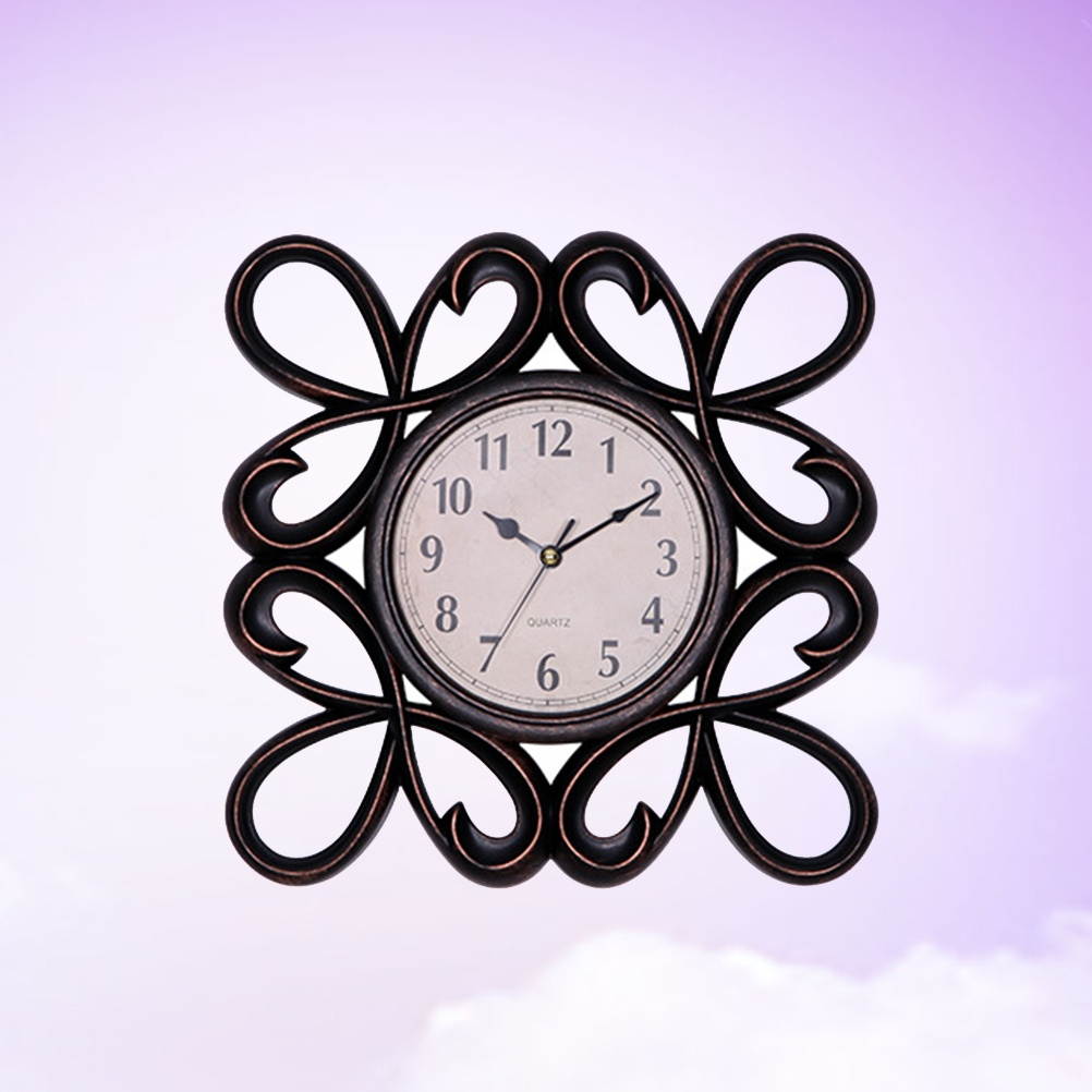 Vintage Dial Clock European Hollowed-out Silent Clock 3D Large Decorative Wall Clock for Living Room Bedroom Kitchen(Golden)