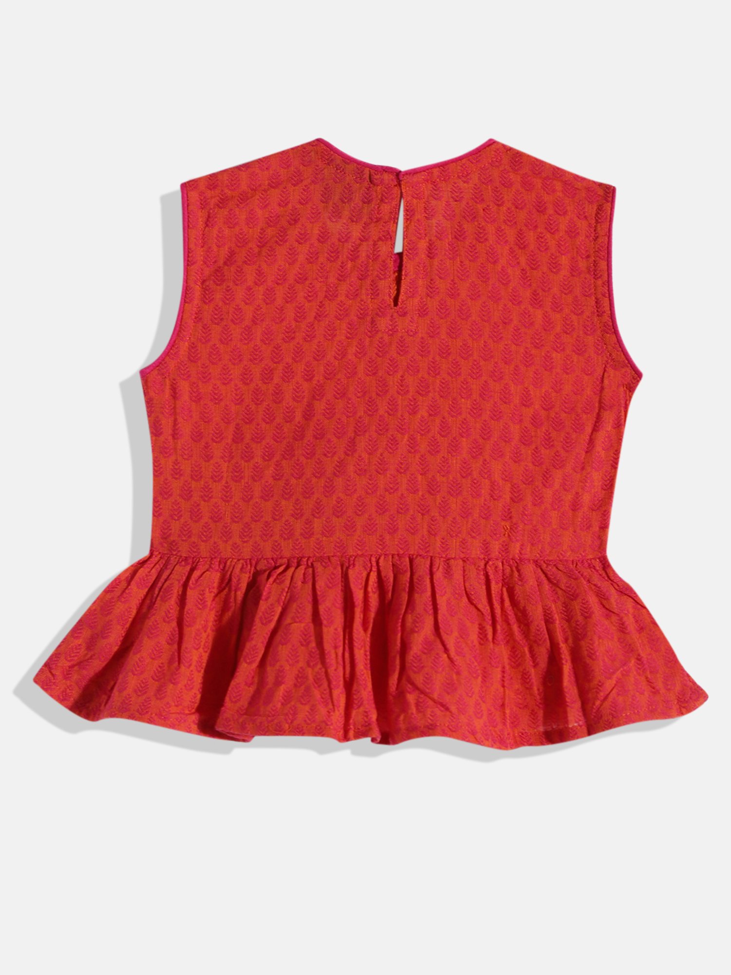 TWISHA Kids Red & Yellow Self Design Top with Dhoti