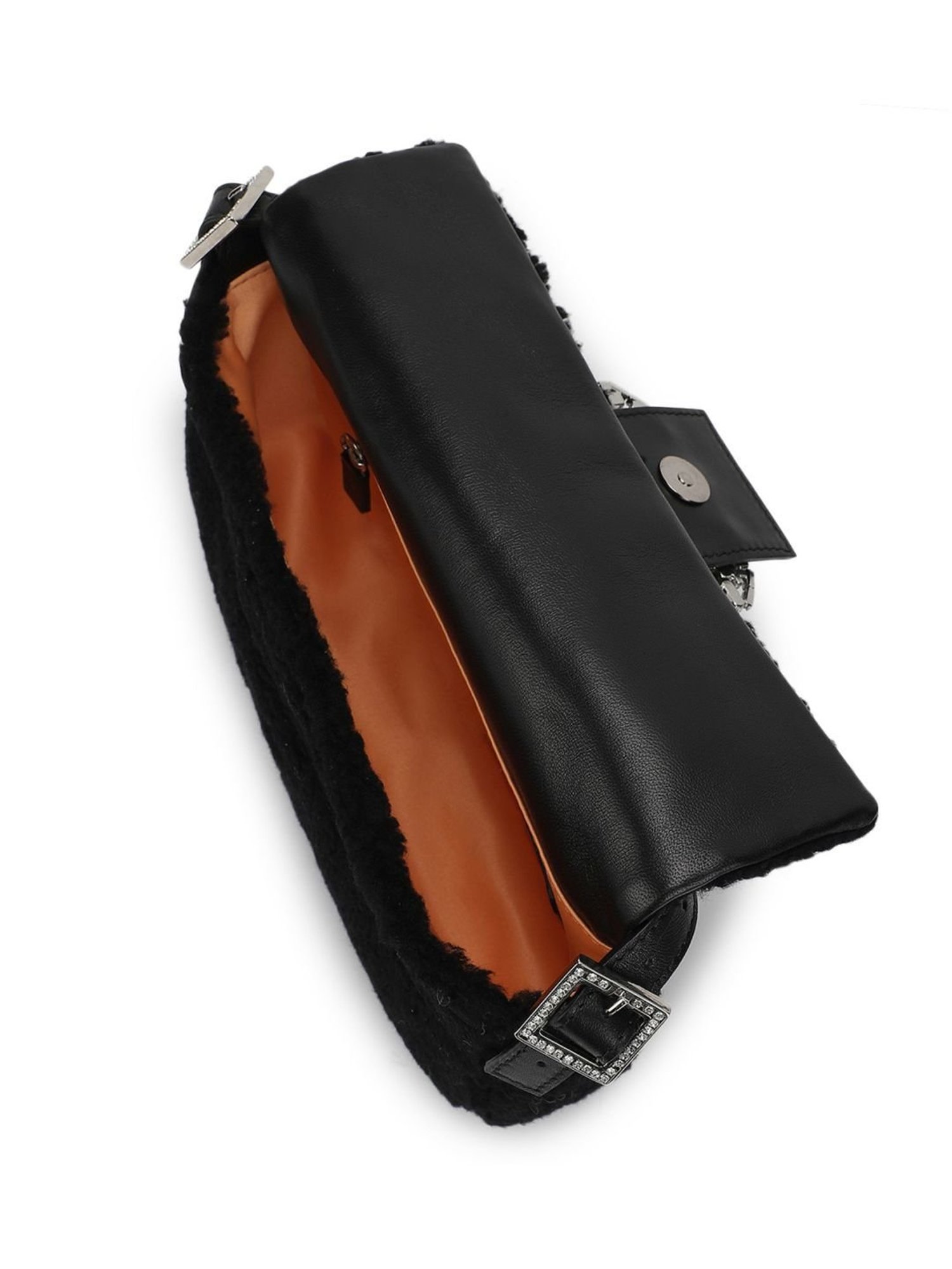 Gedebe Black Habibi Teddy Fur Medium Shoulder Bag