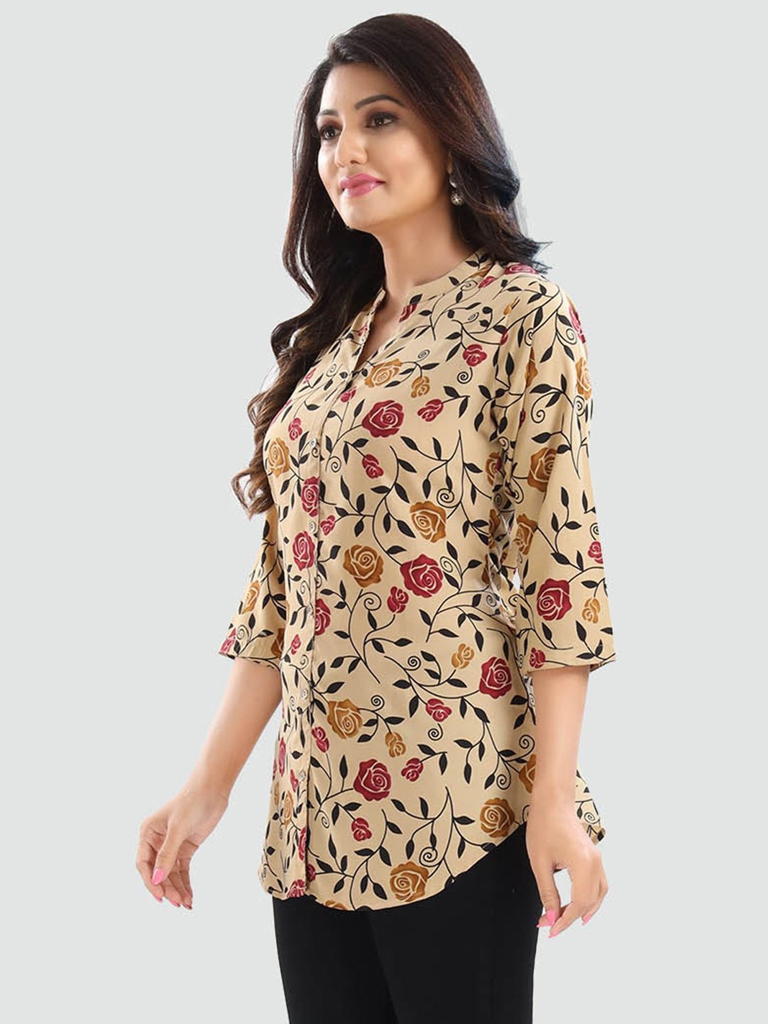 Saree Swarg Beige Printed Tunic