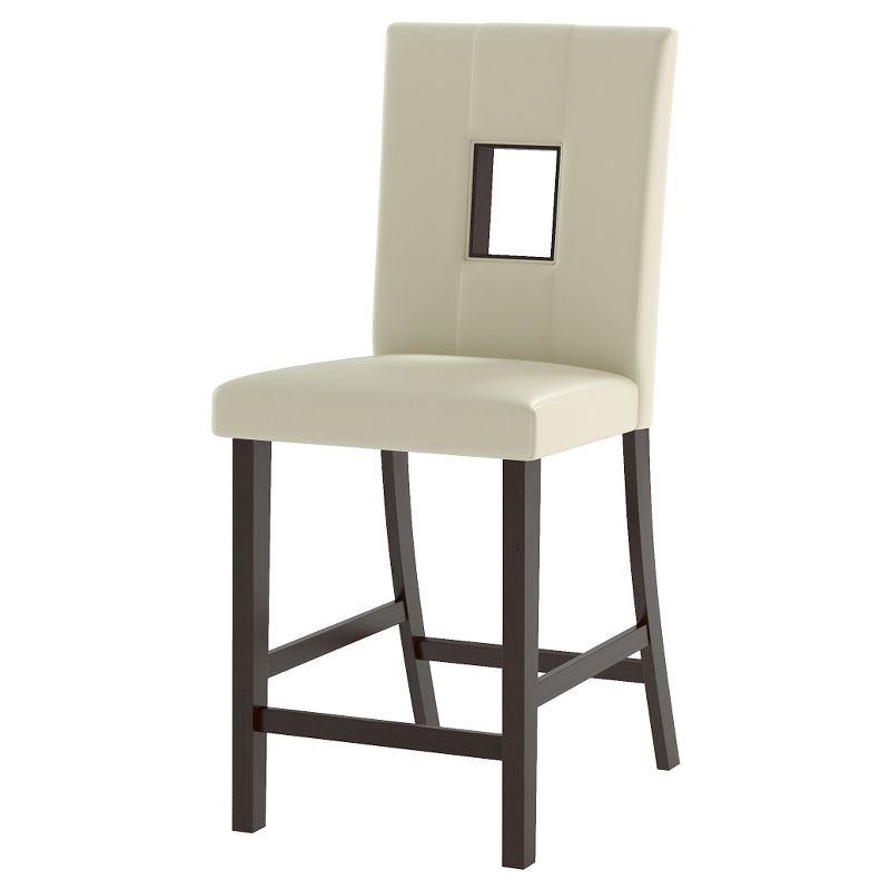 Set of 2 Bistro Leatherette Counter Height Barstools Wood/White - CorLiving