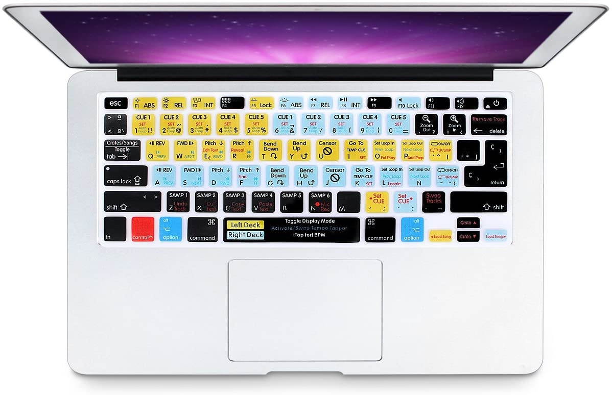 HRH Hot Key Function Shortcut Spanish Silicone Keyboard Cover Skin for Mac Air 13,MacBook Pro 13/15/17 (with or w/Out Retina Display, 2015 or Older Version)&Older iMac US/EU-Serato Scratch Live