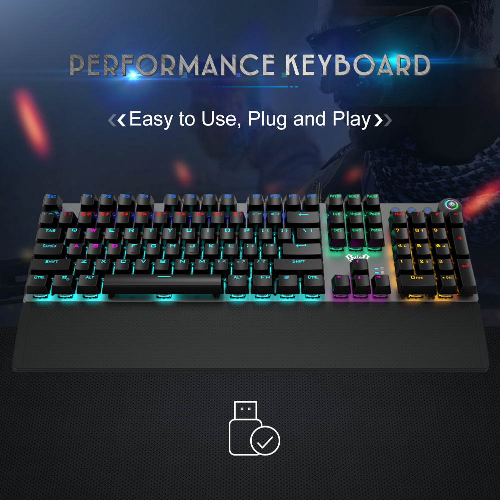 AULA F2088 All  Anti-ghosting Keys, Ergonomic Design, Cool Exterior  USB Wired Real Black Mechanical Gaming Keyboard-Elite Version and White Color Backlit