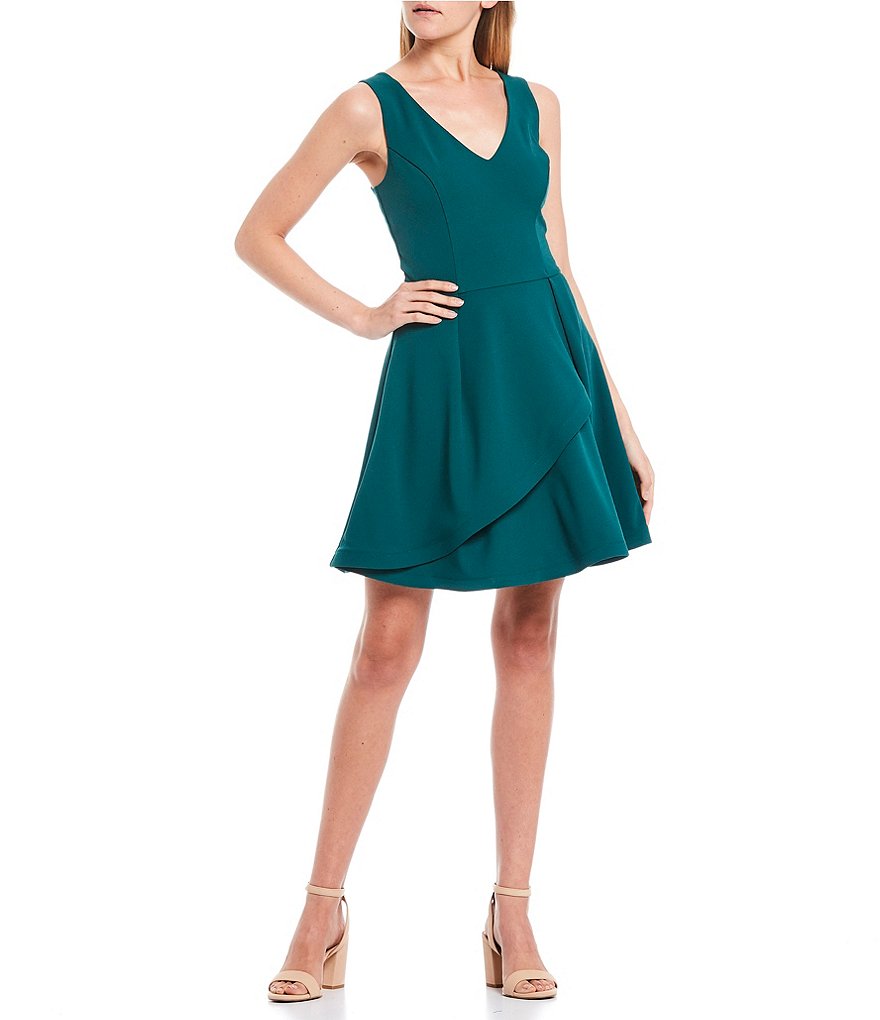 I.N. San Francisco Sleeveless Asymmetric Ruffle Fit-and-Flare Dress