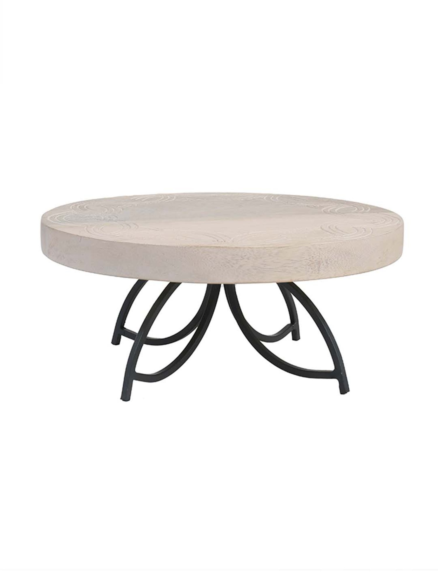 ellementry Gateau White & Black Mango Wood Cake Stand with Metal Legs